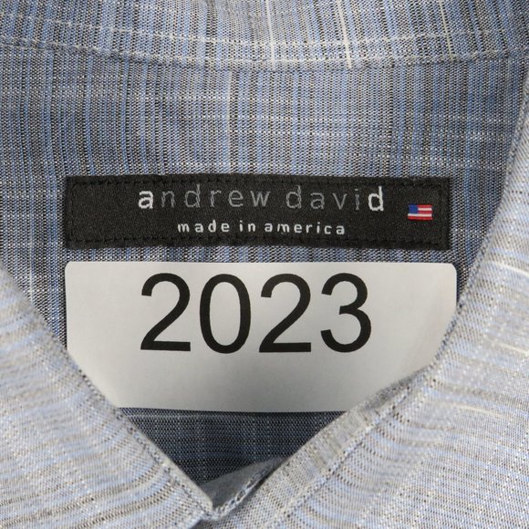 andrew david* Men's Long Sleeve Button Down Curved Hem Pocket Shirt~ Size Large - Picture 3 of 11